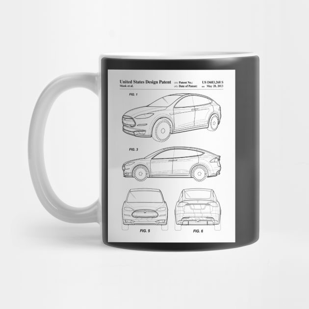 Tesla Model S Patent - Tesla Art - Black And White by patentpress